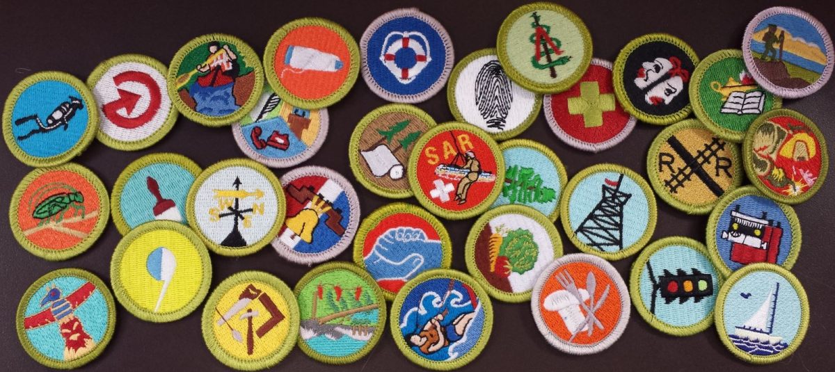 pile of merit badges
